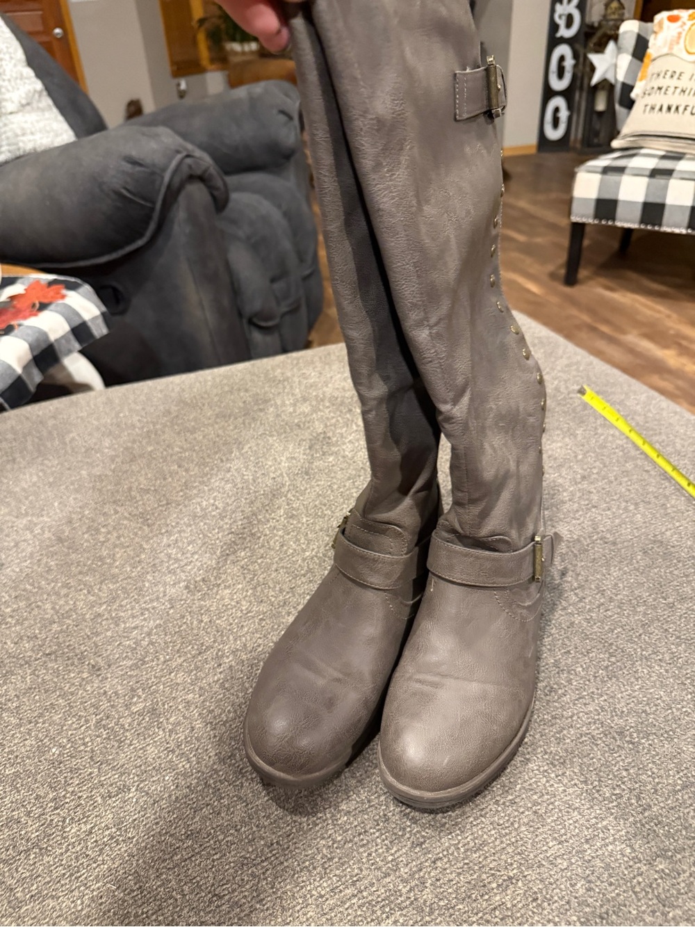 Journey Collection Extra Wide Calf Riding Boots Taupe size 7.5
